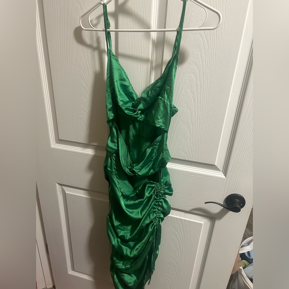 Pretty Little Thing, Size 8, Mid leg dress with cuts at the stomach and a slit